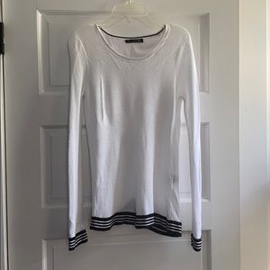 rag & bone white sweater with black and white trim